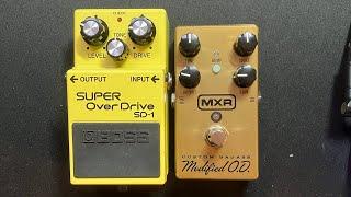 Overdrive comparison BOSS SD-1 vs MXR Custom Badass Modified O.D M77 into a Marshall JTM-45