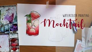 Glasses of Mocktail Painting | Watercolor Timelapse