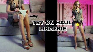 Try on Haul Transparent Lingerie with Tina in a Dress