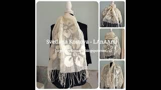 White flowers nunofelting shawl