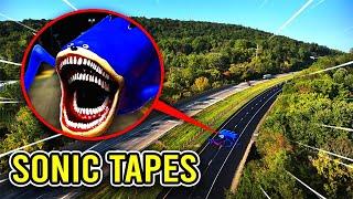 DRONE CATCHES SHIN SONIC ON A HIGHWAY IN REAL LIFE!! (SONIC TAPES)