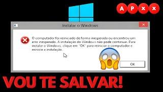 "O COMPUTADOR FOI REINICIADO DE FORMA INESPERADA OU ENCONTROU UM ERRO..." COMO RESOLVER!