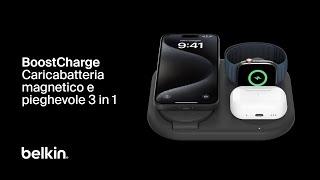 Belkin Caricabatteria wireless magnetico e pieghevole 3 in 1 con Qi2