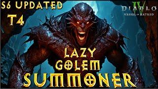 S6 T4 EndGame Lazy Golem Slayer Summoner Necromancer Build Diablo 4 VoH