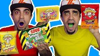 تحدي احمض حلاوة بالعالم  ( لساني تكهرب )  SOUREST CANDY IN THE WORLD CHALLENGE !!!