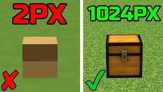 2px vs 32px vs 1024px texture