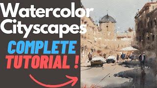 Watercolor Cityscape Tutorial (Stop Painting Too Light and Start Painting Bold! )