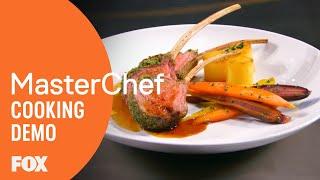 Gordon Demonstrates How To Cook Herb Crusted Rack Of Lamb | MASTERCHEF