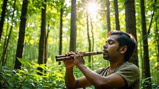 Trekker Plays Bansuri in Jammu and Kashmir Forest