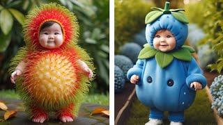 Babies in Fruits Costumes Laughing Nonstop