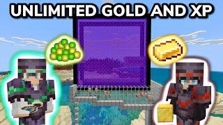 MAKING THE ULTIMATE GOLD AND XP FARM in Minecraft Bedrock Duo Survival (Ep. 3)