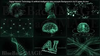 Digital Network Technology AI artificial intelligence data concepts Background A 3x3 C blue 4k merge