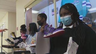 At Jesse White Learning Academy, students design sneakers representing history or the future in art