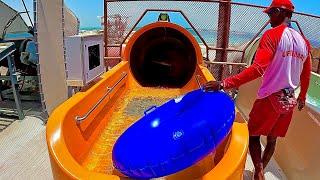 Riding the Disco Water Slide at Meryal Waterpark, Qatar