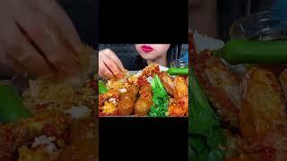 ASMR #shorts SPICY OCTOPUS, MEATBALL,CHILI AND RICE MUKBANG EATING SOUNDS