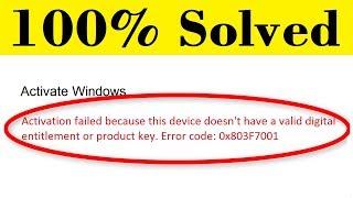 How To Fix Windows 10 Activation Fail Error 0x803F7001
