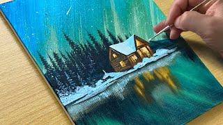 Winter Lake Painting / Acrylic Painting / STEP by STEP