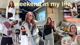 spend a weekend with me🫂️ (working out, traders haul, makeup routine, new hair, dinners, + chats!)