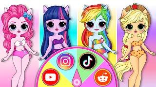 MLP Twilight Sparkle & Friends Get SOCIAL MEDIA TRENDS Fashion | DIYs Paper Doll & Craft