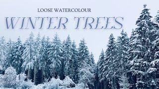 Painting Winter Trees in Watercolor | Loose & Snowy Landscape Tutorial