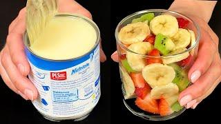 Whip condensed milk with fruit! The best no-bake summer dessert!