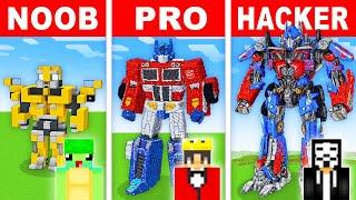 NOOB vs PRO: TRANSFORMER STATUE HOUSE Build Challenge in Minecraft!