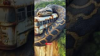 Nature Exploration | Travel Discovery | Giant Python vs Bus #shorts #memes #wildlife