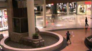 kid getting pushed in mall water fountain