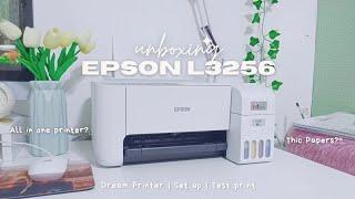 unboxing Epson L3256 | all in one printer | budget friendly | aesthetic | ink tank | white printer