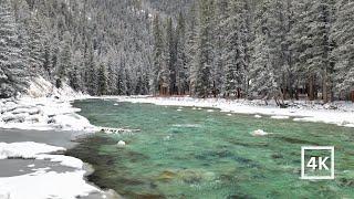 8 Hours: Meditative Sounds of a Flowing Mountain River in Winter 4K UHD  - White Noise for Sleeping