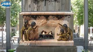 JSBS luxurious Unique collection bronze and marble cherub sculpture fireplace mantel surround design