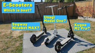 E-Scooters: Segway Ninebot Max, Unagi Model One, Kugoo M2 Pro | Comparison & Review | Which is best?