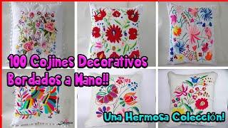 100 COJINES DECORATIVOS BORDADOS A MANO de LUJO | Cojines DE FLORES Bordados para SOFA 