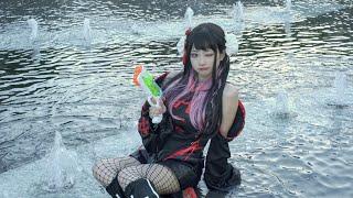 Cute Cosplay Girl Having Wetlook Fun at Public Park & Fully Soaked in Chinese-inspired Outfit | WAM