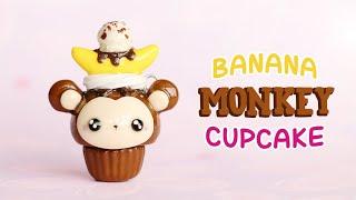 Kawaii Banana Monkey Cupcake │ Polymer Clay Tutorial