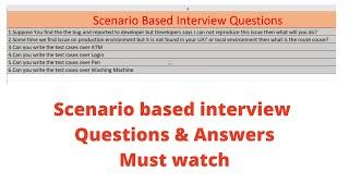 scenario based interview questions and answers #softwaretesting #interviewquestions #manualtesting