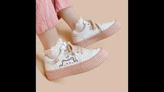 Kawaii White Platform Tennis Shoes #kawaii #kawaiifashion #kawaiikpop