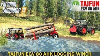 Farming Simulator 19 - TAJFUN EGV 80 AHK Logging Winch With Pulls a Stuck Tractor out of the Lake