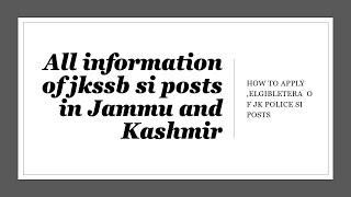 jkssb si posts of j@k police