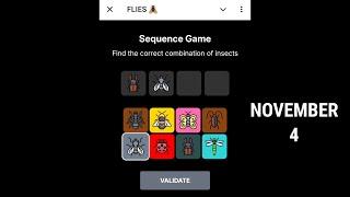 NOVEMBER 4 Flies puzzle insects | Today flies daily combo | Flies daily sequence game