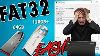 How To Format a 64GB, 128GB, or LARGER USB Flash Drive to FAT32 - EASY!