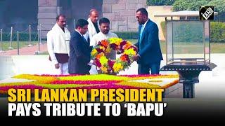 Sri Lankan President Anura Kumara Dissanayake pays tribute to Mahatma Gandhi at Rajghat in Delhi