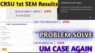 crsu ug cousre 1st sem result update and result problem Contact 9182773570 crsu 2022 exam