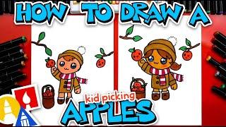 How To Draw A Kid Picking Apples