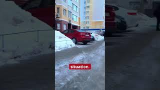 A typical courtyard in Bryansk: a disaster under the windows! Ice and irresponsible public utilities