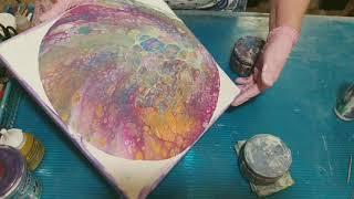 (10)Акриловая заливка в технике жидкий акрил "грязный стакан".Силикон. Acrylic Fluid Pouring.