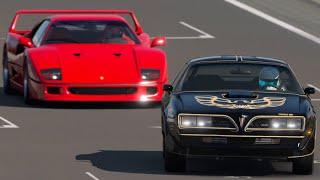 Pontiac Firebird Trans Am 1978 vs Ferrari F40 1992 at Nurburgring Nordschleife