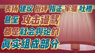 表扬 建议 批评指正 牢骚 吐槽 甚至攻击谩骂都是社会舆论的真实组成部分