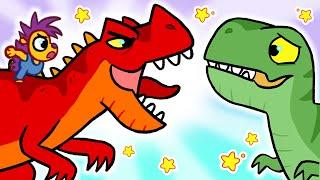 Baboo builds a Ceratosaurus and scares a T-REX away | Learn Shapes and Dinosaurs for Kids Club Baboo