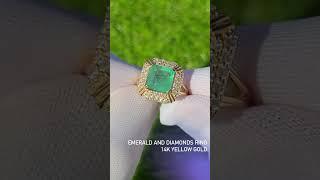 Natural emerald and diamonds ring, GIA certified, 14k white gold, www.goldaevo.com #gemstone
